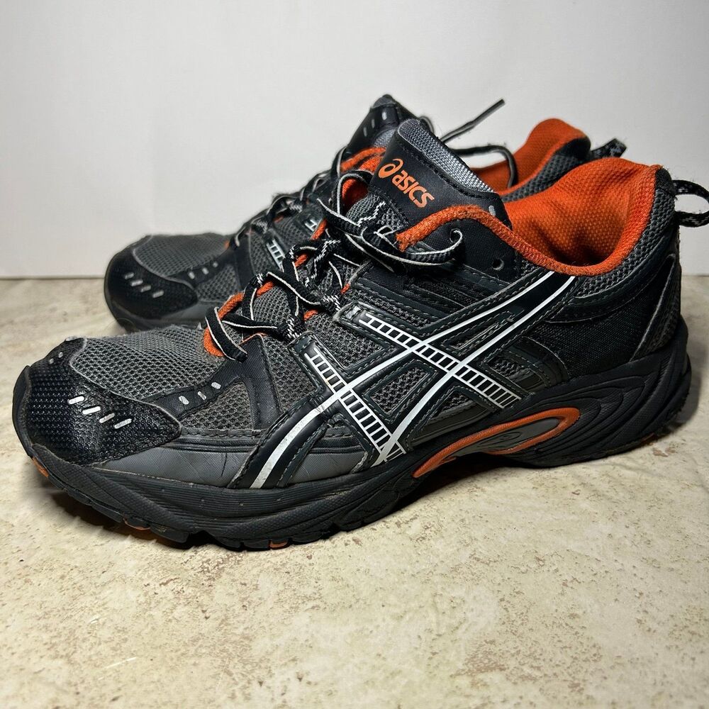 ASICS Gel Venture 3 Mens 9 EU 42.5 Black Orange Trail Running Hiking Shoes T233N